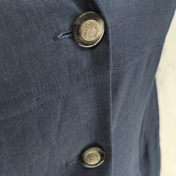 01567 Madrigano Linen Blazer Blue Size 12 preppy Business casual nautical spring - Picture 4 of 7